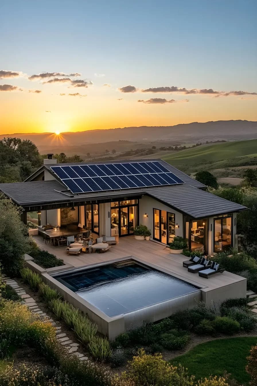 MAQO Solar rooftop installation on a Malaysian home at sunset